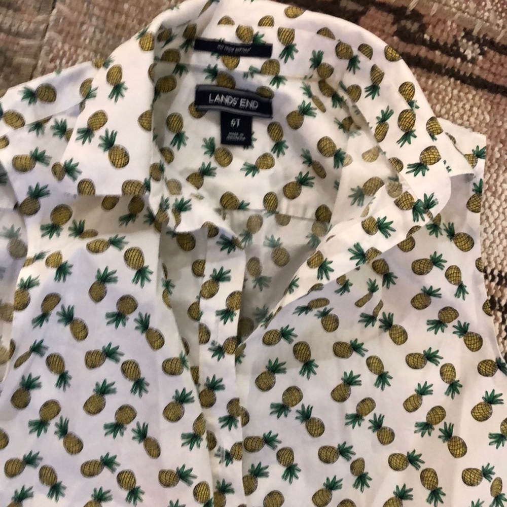 Lands end no iron supine sleeveless button down